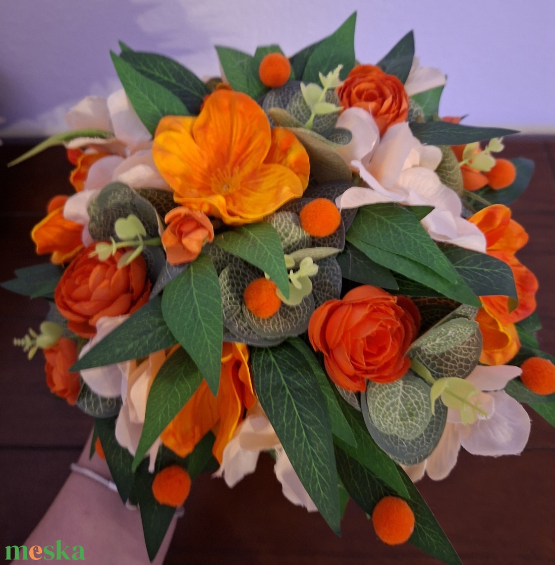 Vidám, narancsszín asztali dekoráció - otthon & életmód - dekoráció - asztal és polc dekoráció - asztaldísz - Meska.hu