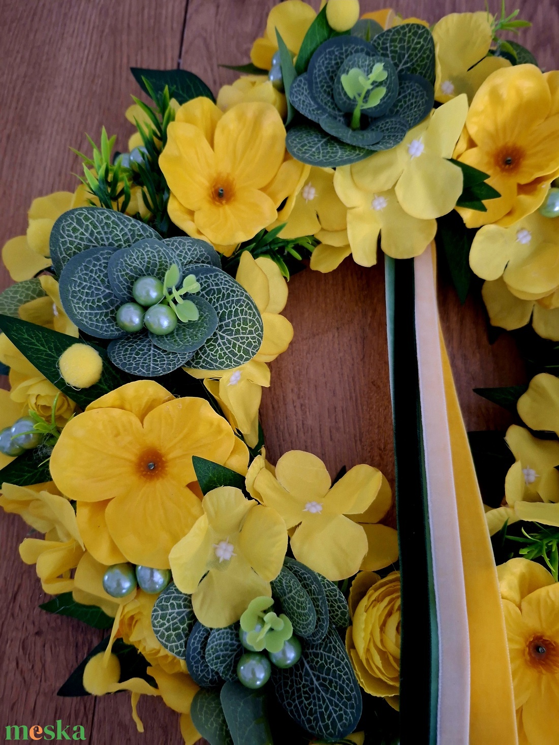 Citromszín, vidám tavaszi, nyári kopogtató  - otthon & életmód - dekoráció - ajtó- és ablak dekoráció - ajtódísz & kopogtató - Meska.hu