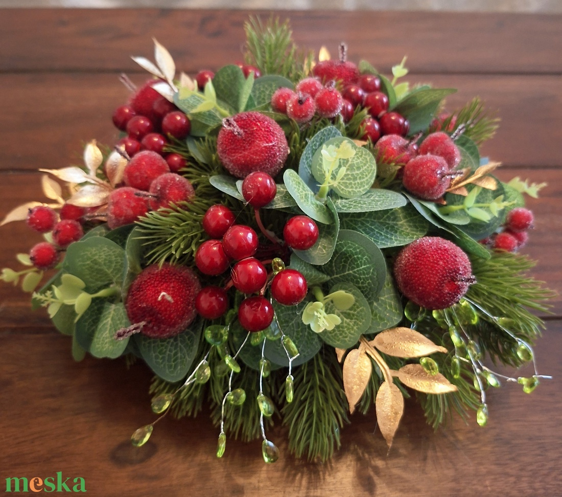 Téli, karácsonyi asztali dekoráció - karácsony - adventi díszek - adventi asztaldísz - Meska.hu