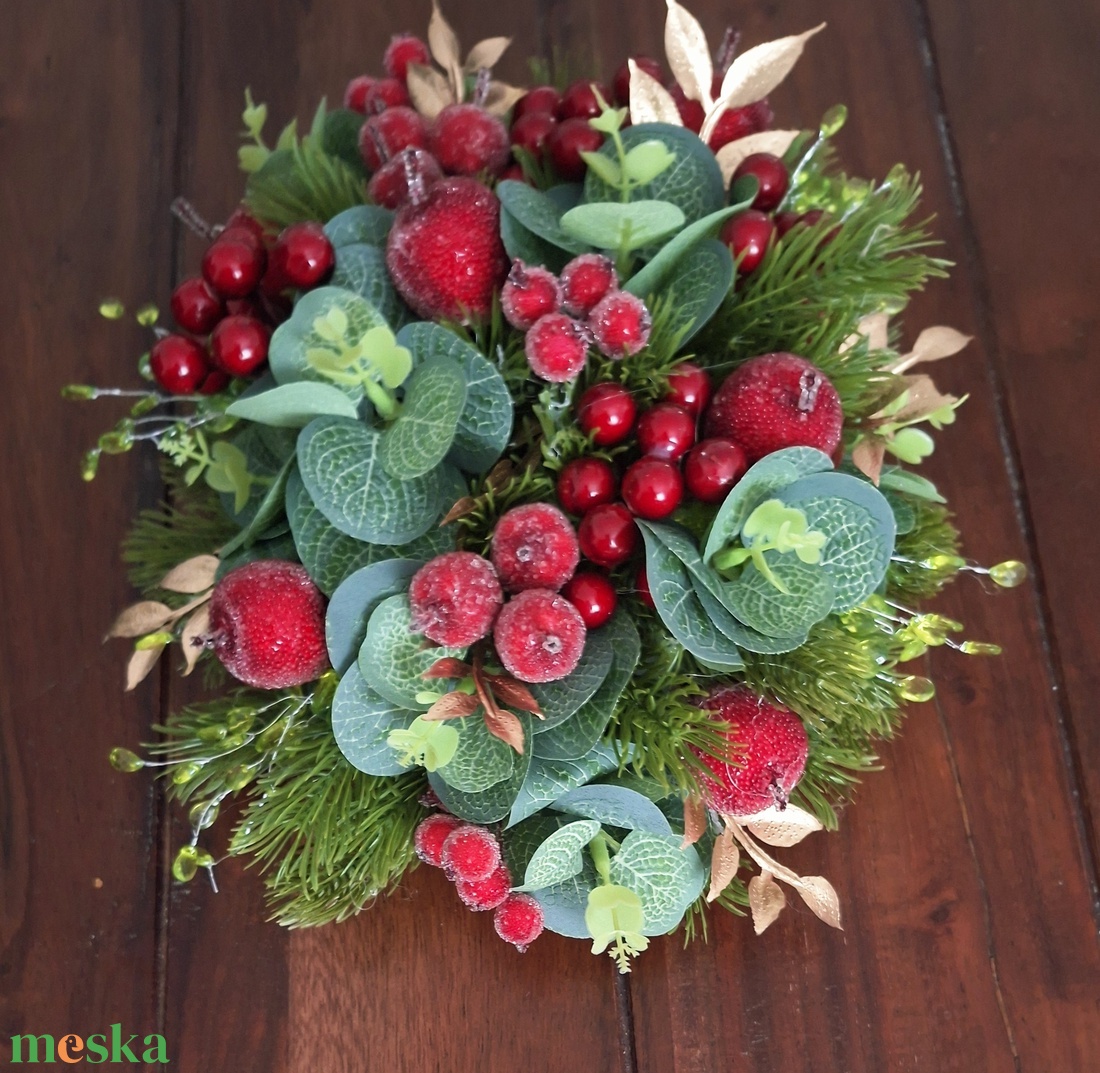 Téli, karácsonyi asztali dekoráció - karácsony - adventi díszek - adventi asztaldísz - Meska.hu