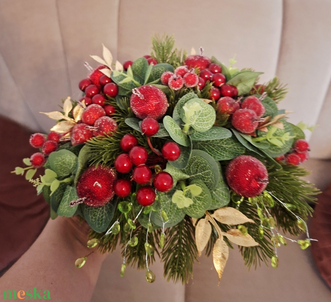 Téli, karácsonyi asztali dekoráció - karácsony - adventi díszek - adventi asztaldísz - Meska.hu
