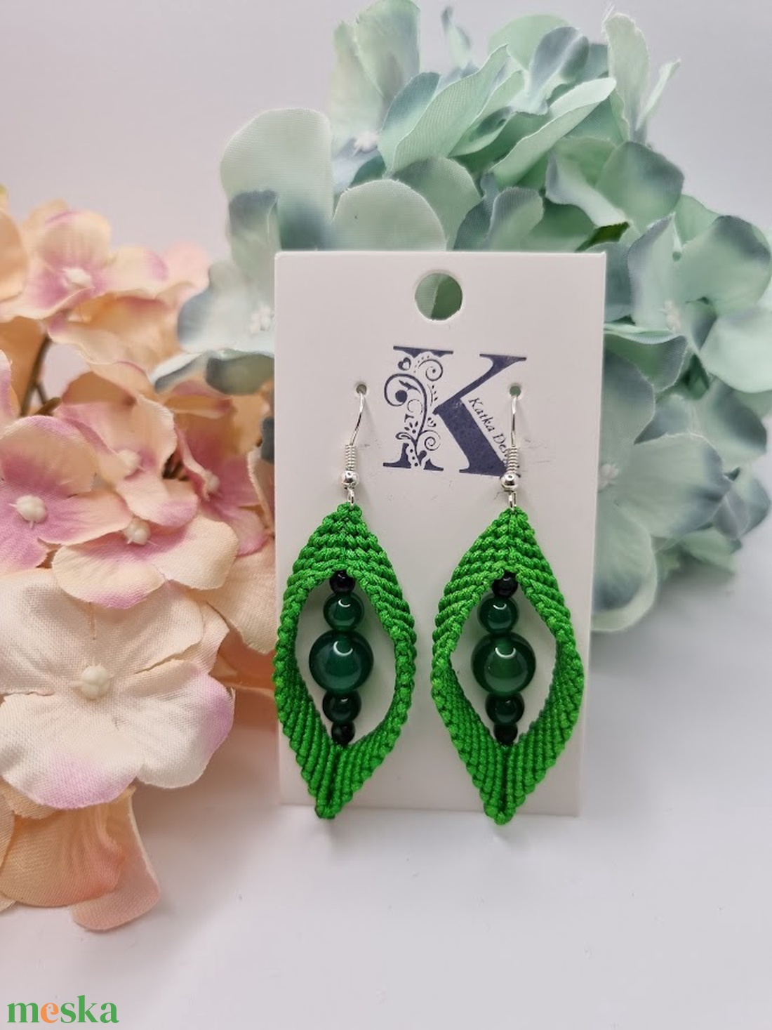 Makramé fülbevaló - ékszer - fülbevaló - lógó fülbevaló - Meska.hu