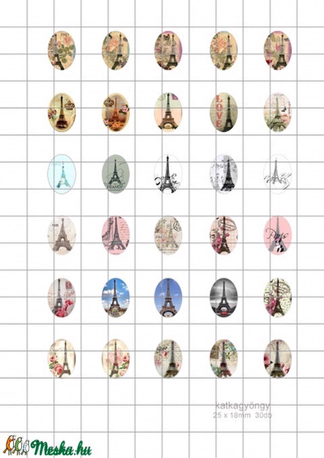 EIFFEL TORONY Ovális digitális montázs 25 x 18mm 30db - gyöngy, ékszerkellék - üveglencse - Meska.hu EIFFEL TORONY Ovális digitális montázs 25 x 18mm 30db - gyöngy, ékszerkellék - üveglencse - Meska.hu