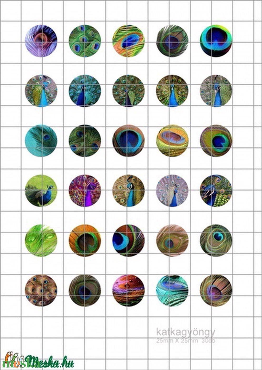 PÁVATOLL Kör alakú digitális montázs 25 x 25mm 30db - kellékek & szerszámok - gyöngyfűzés kellékek - Meska.hu PÁVATOLL Kör alakú digitális montázs 25 x 25mm 30db - kellékek & szerszámok - gyöngyfűzés kellékek - Meska.hu