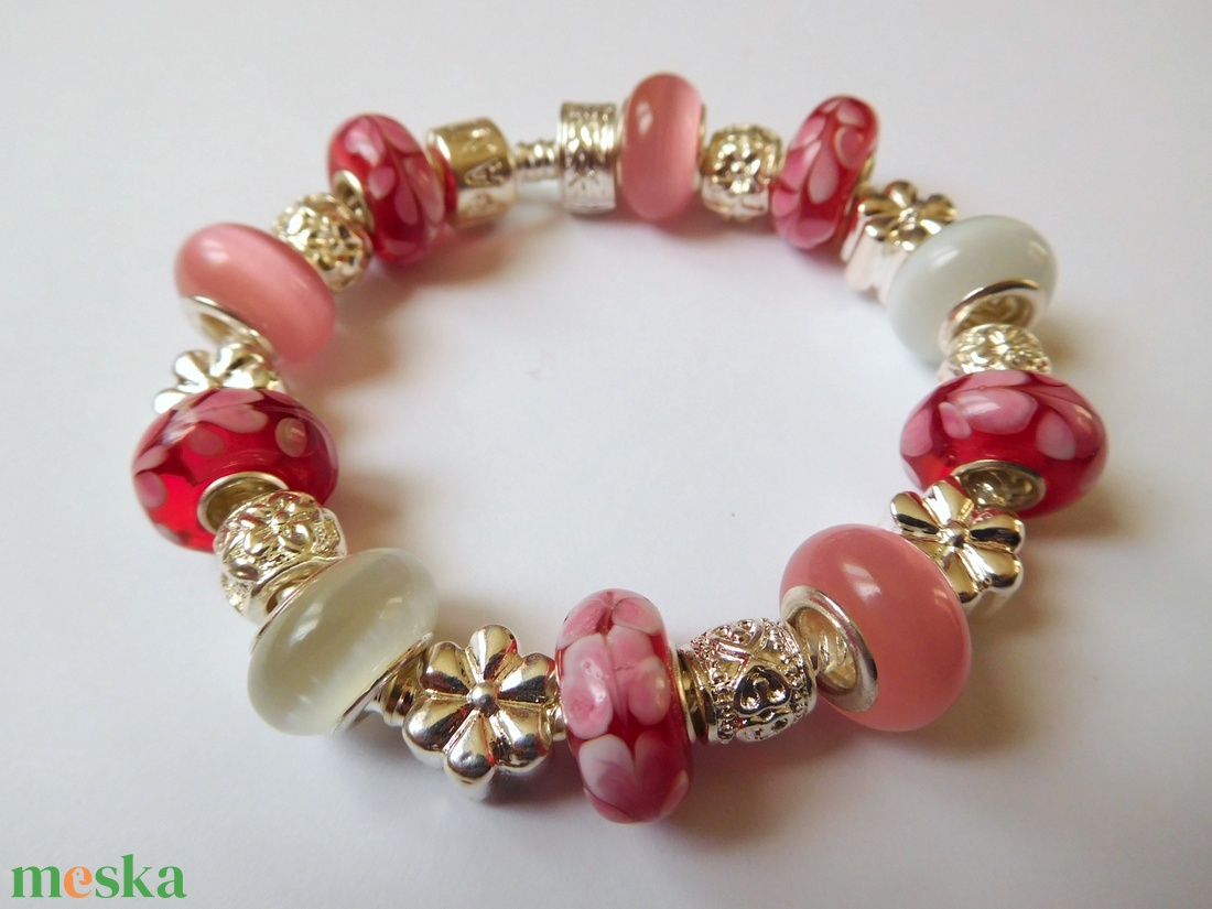 Málnás epres - Pandora stílusú karkötő - ékszer - karkötő - bogyós karkötő - Meska.hu