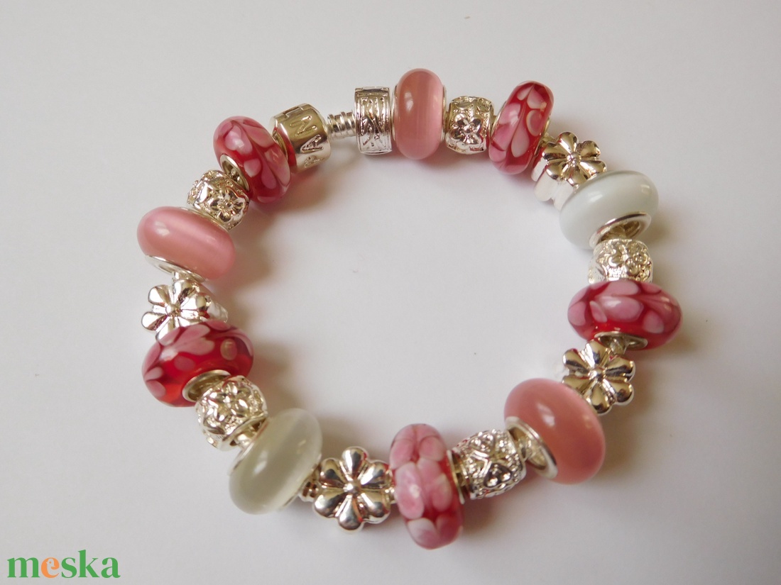 Málnás epres - Pandora stílusú karkötő - ékszer - karkötő - bogyós karkötő - Meska.hu