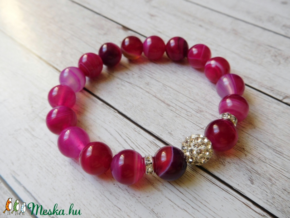 Pink sávos achát - ékszer - karkötő - bogyós karkötő - Meska.hu Pink sávos achát - ékszer - karkötő - bogyós karkötő - Meska.hu