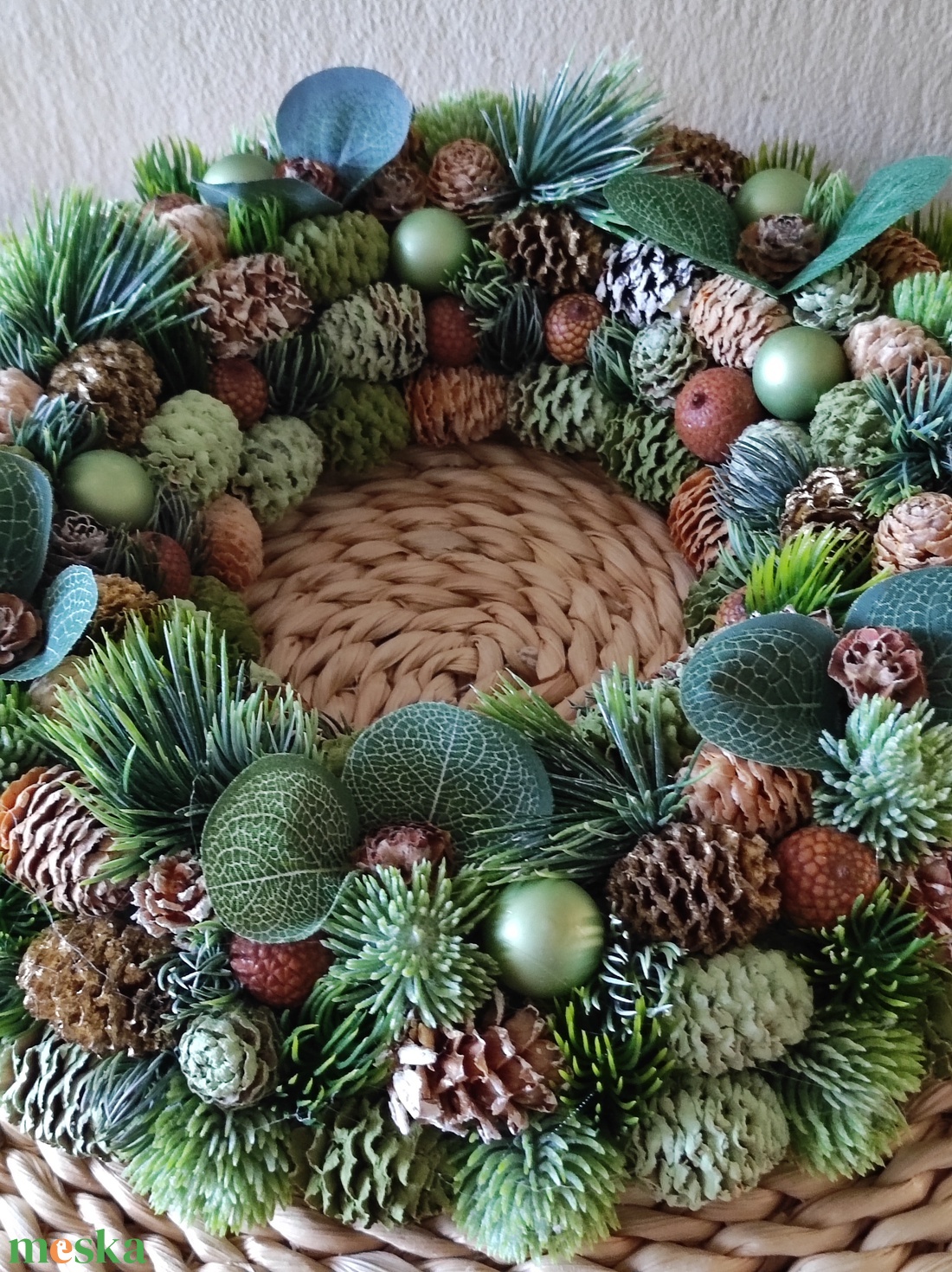 Zöld Lutz ajtókopogtató - karácsony - karácsonyi lakásdekoráció - karácsonyi ajtódíszek - Meska.hu