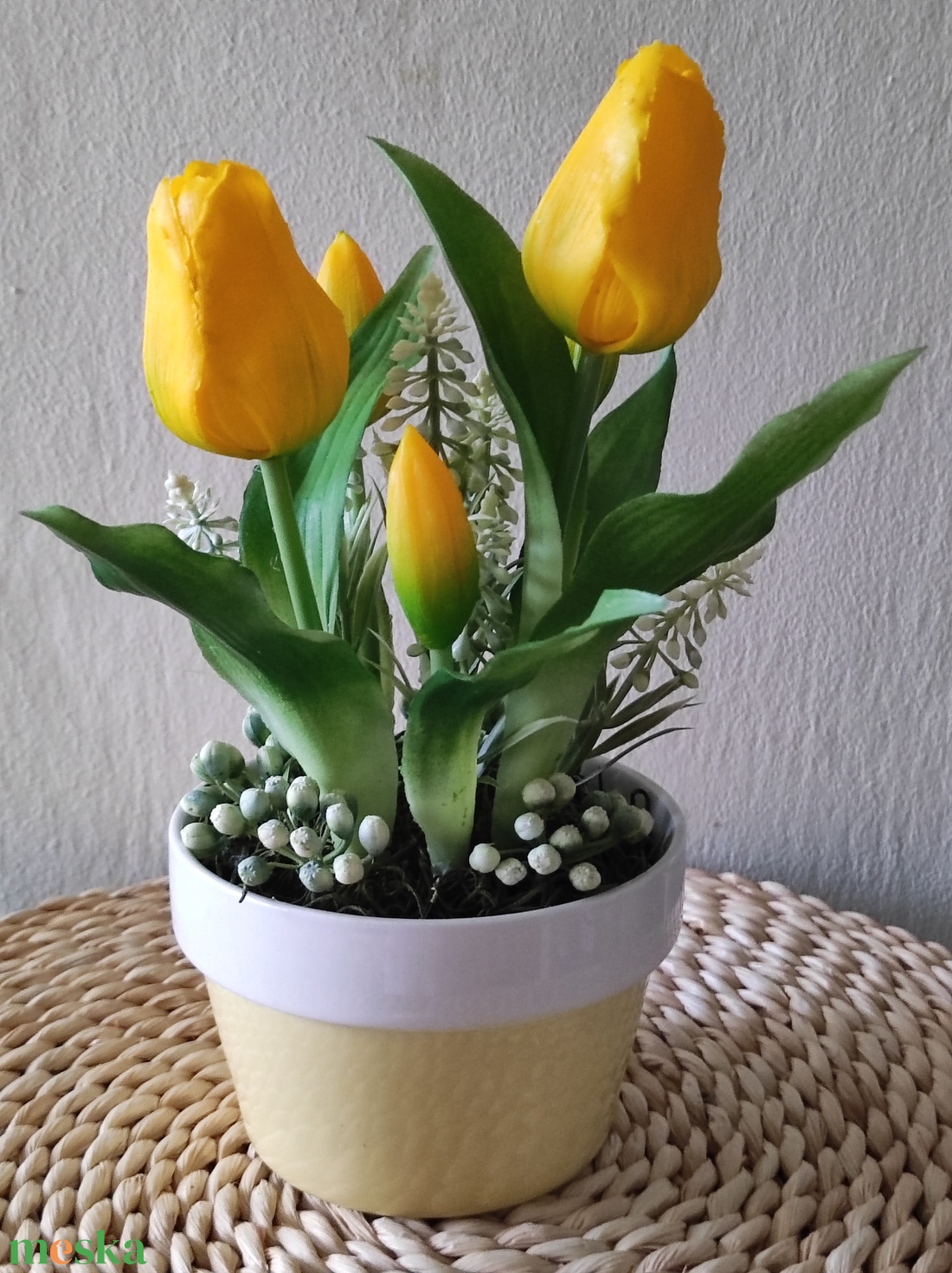 Sárga tulipánok - otthon & életmód - dekoráció - asztal és polc dekoráció - asztaldísz - Meska.hu