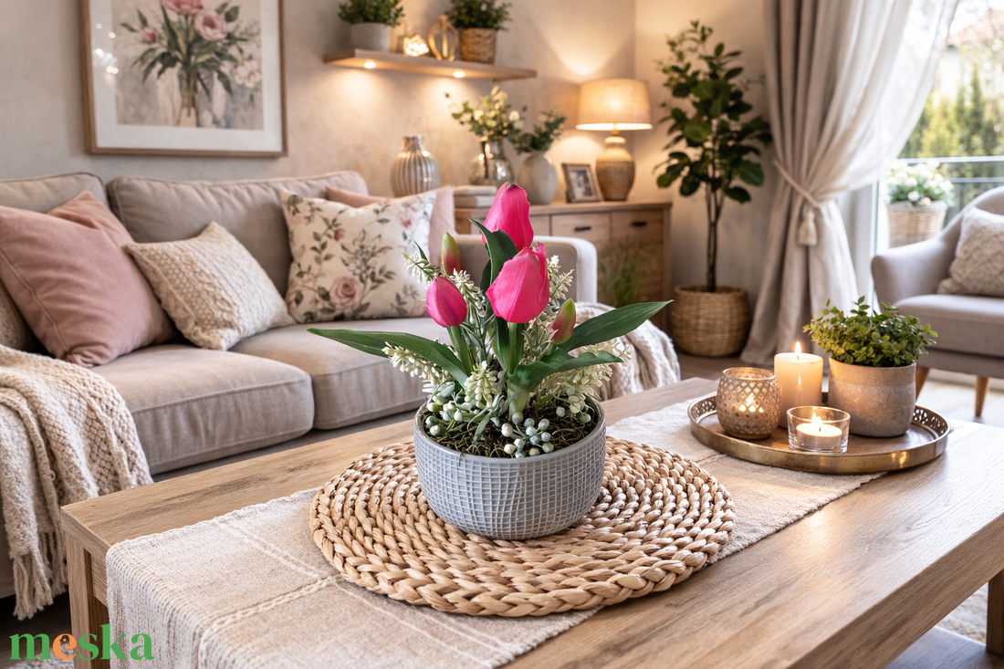 Pink tulipánok - otthon & életmód - dekoráció - asztal és polc dekoráció - asztaldísz - Meska.hu