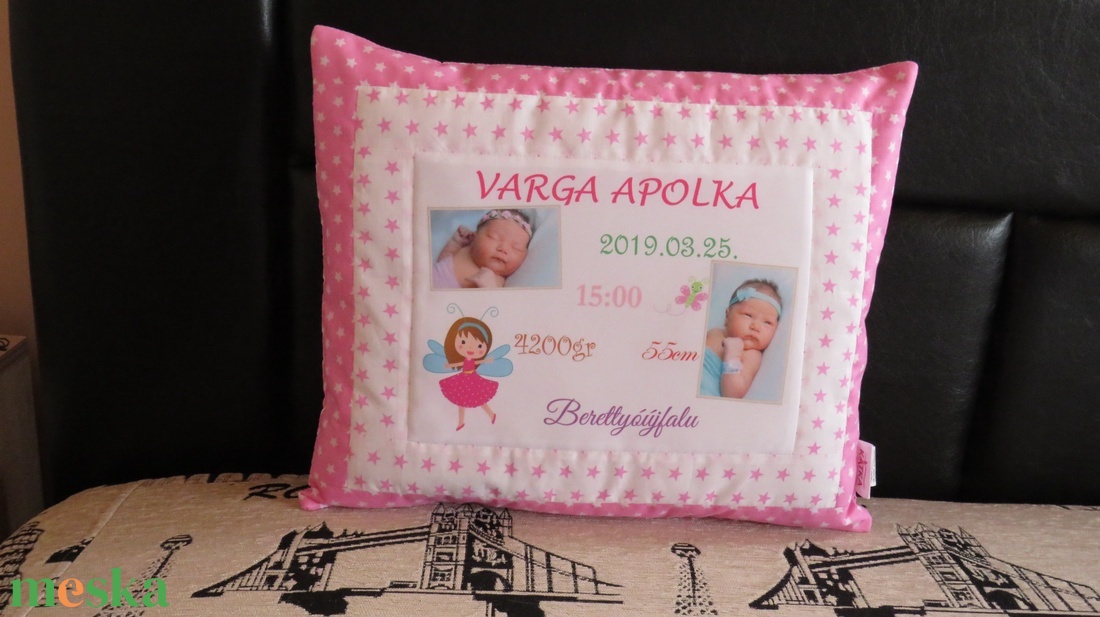 Díszpárna a gyermek születési adataival - otthon & életmód - lakástextil - párna & párnahuzat - Meska.hu