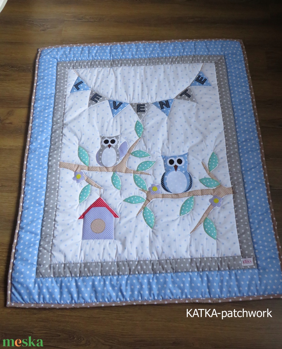 Baglyos patchwork takaró szett - otthon & életmód - babaszoba, gyerekszoba - Meska.hu