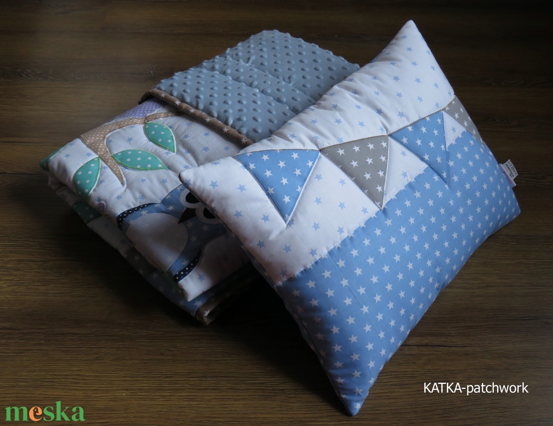 Baglyos patchwork takaró szett - otthon & életmód - babaszoba, gyerekszoba - Meska.hu