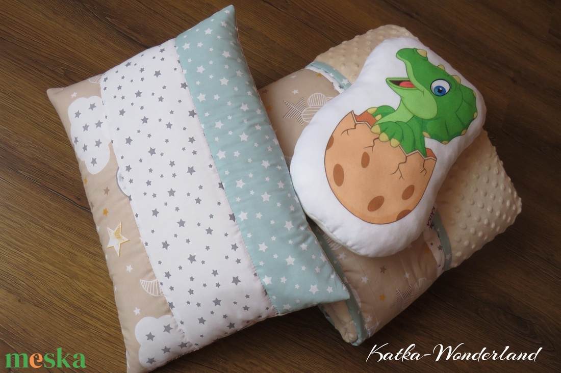 patchwork takaró szett-dínó - otthon & életmód - babaszoba, gyerekszoba - babatakaró, gyerek pléd - Meska.hu