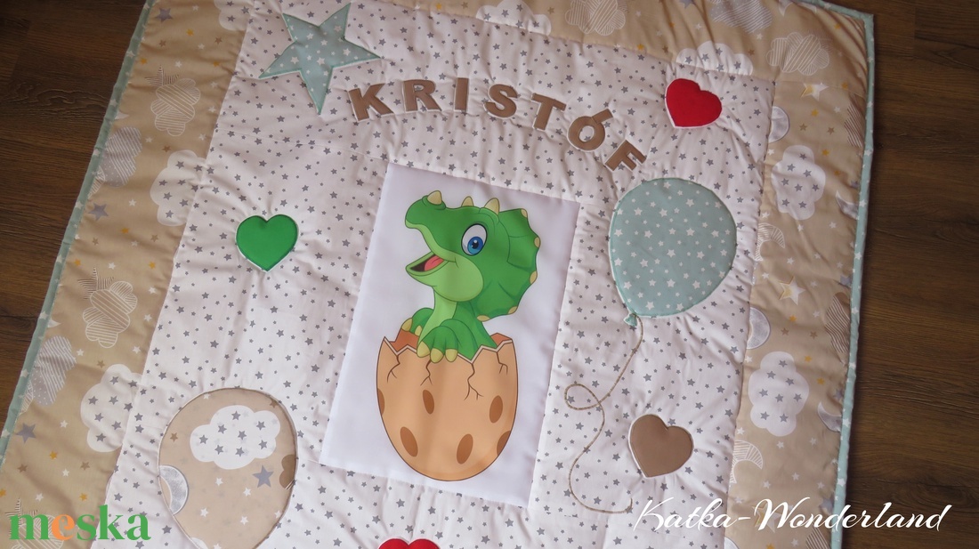 patchwork takaró szett-dínó - otthon & életmód - babaszoba, gyerekszoba - babatakaró, gyerek pléd - Meska.hu