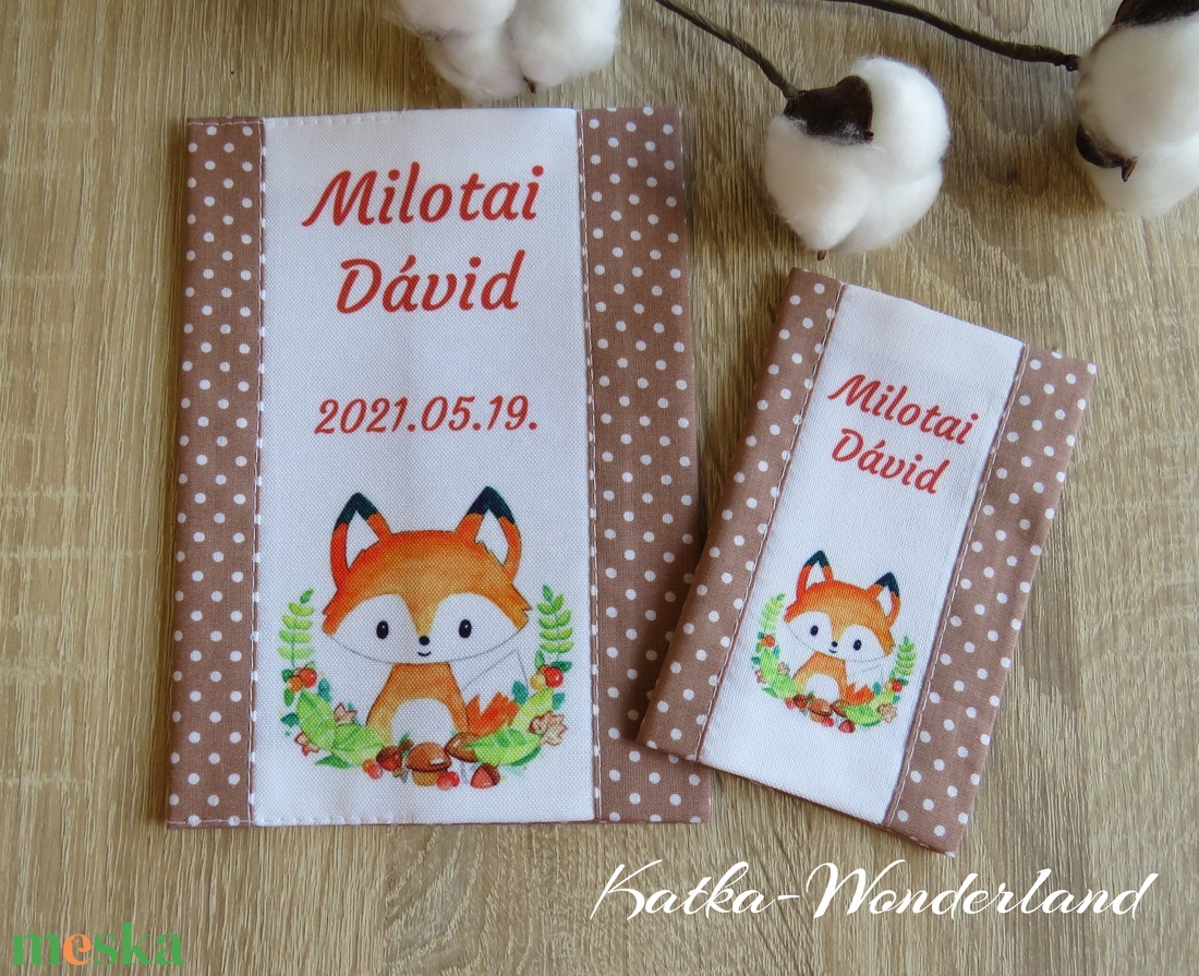 Gyermek egészségügyi könyv borító és okmánytartó szett-róka - táska & tok - pénztárca & más tok - kártyatartó & irattartó - Meska.hu