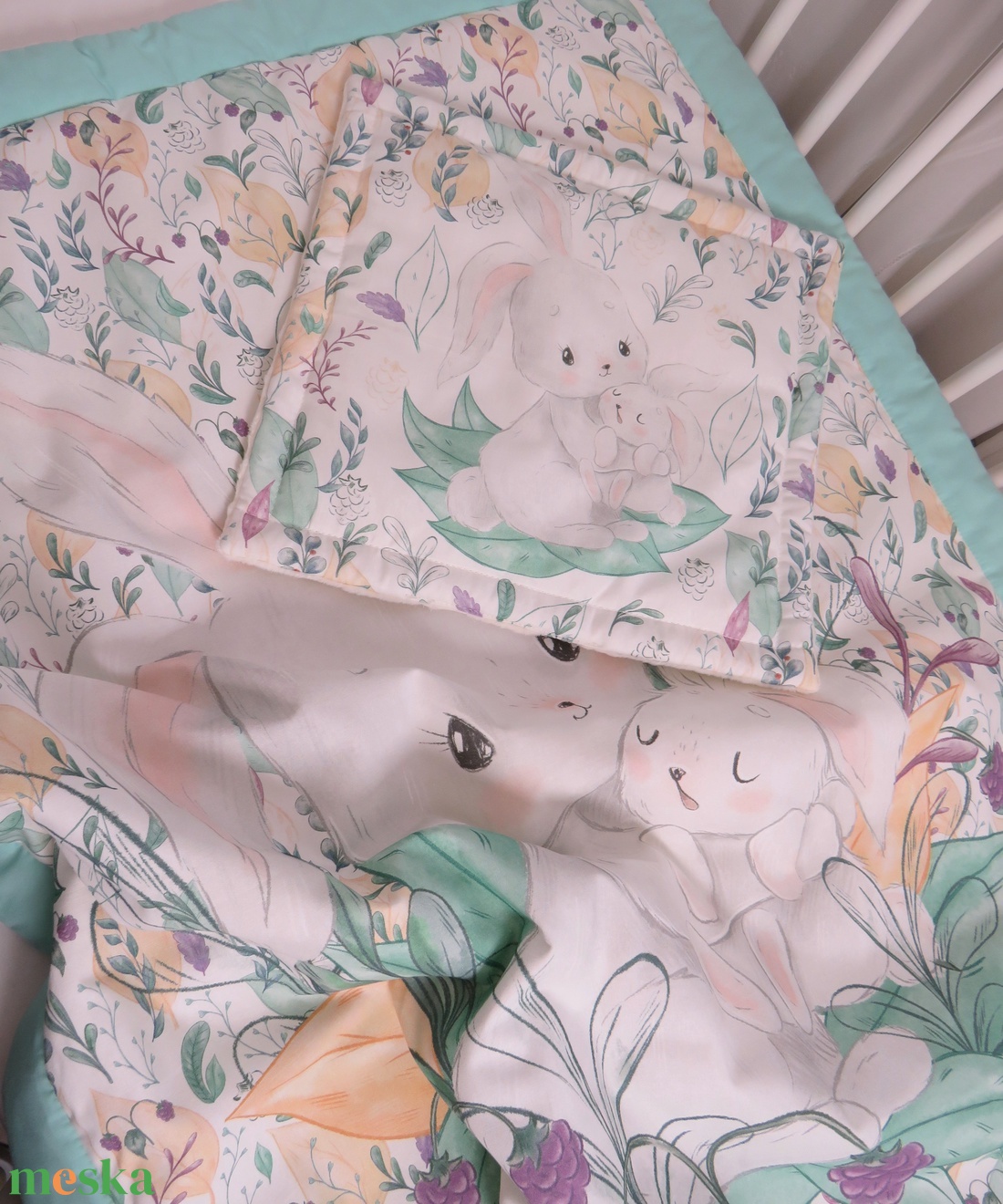 Készleten! Prémium baba takaró szett-mezei nyuszik - baba - mama - baba ágynemű - babatakaró, gyerek pléd - Meska.hu