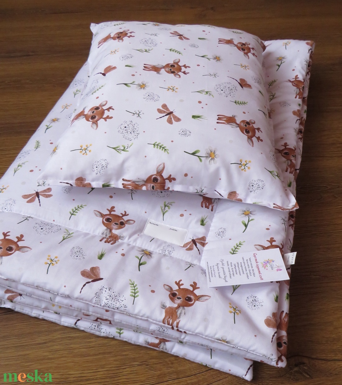 Ovis ágynemű kispárnával-őzike és szitakötő - játék & sport - ovis felszerelés - ovis ágynemű - Meska.hu