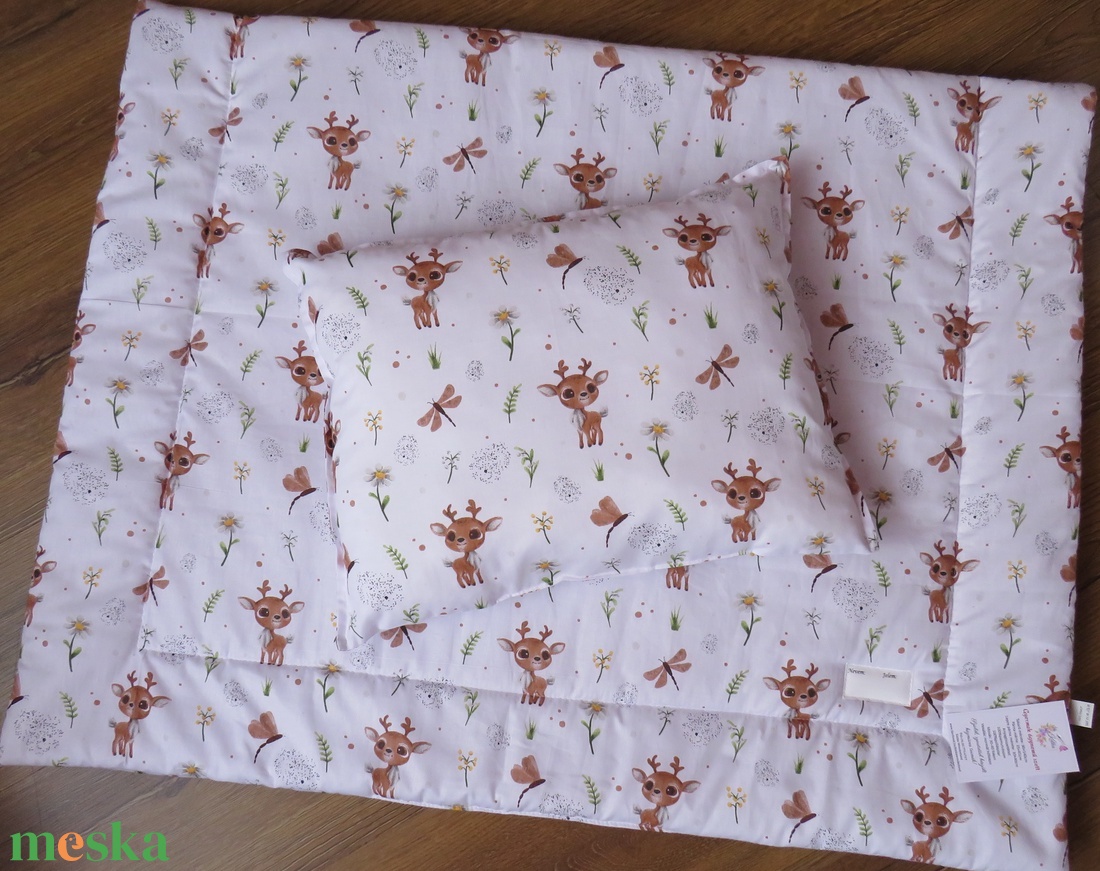 Ovis ágynemű kispárnával-őzike és szitakötő - játék & sport - ovis felszerelés - ovis ágynemű - Meska.hu