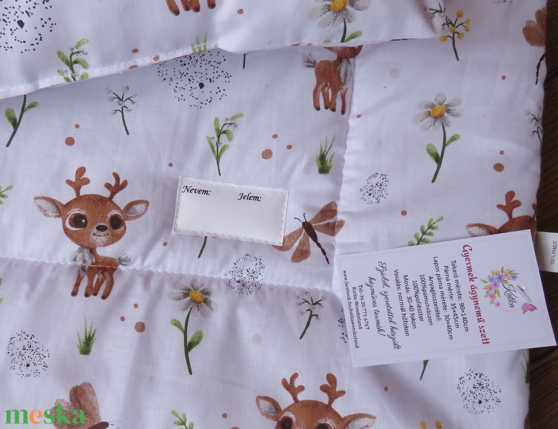 Ovis ágynemű kispárnával-őzike és szitakötő - játék & sport - ovis felszerelés - ovis ágynemű - Meska.hu