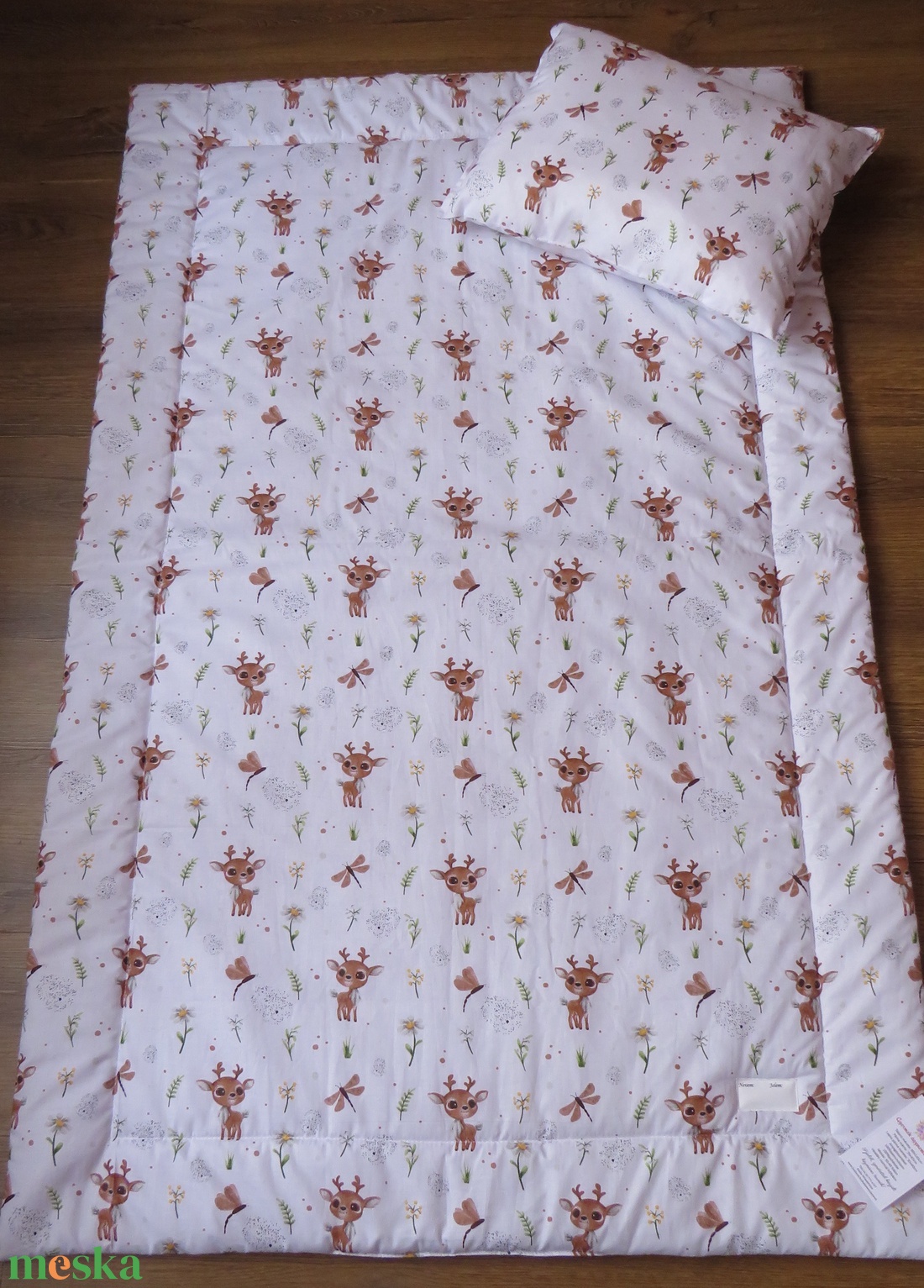 Ovis ágynemű kispárnával-őzike és szitakötő - játék & sport - ovis felszerelés - ovis ágynemű - Meska.hu