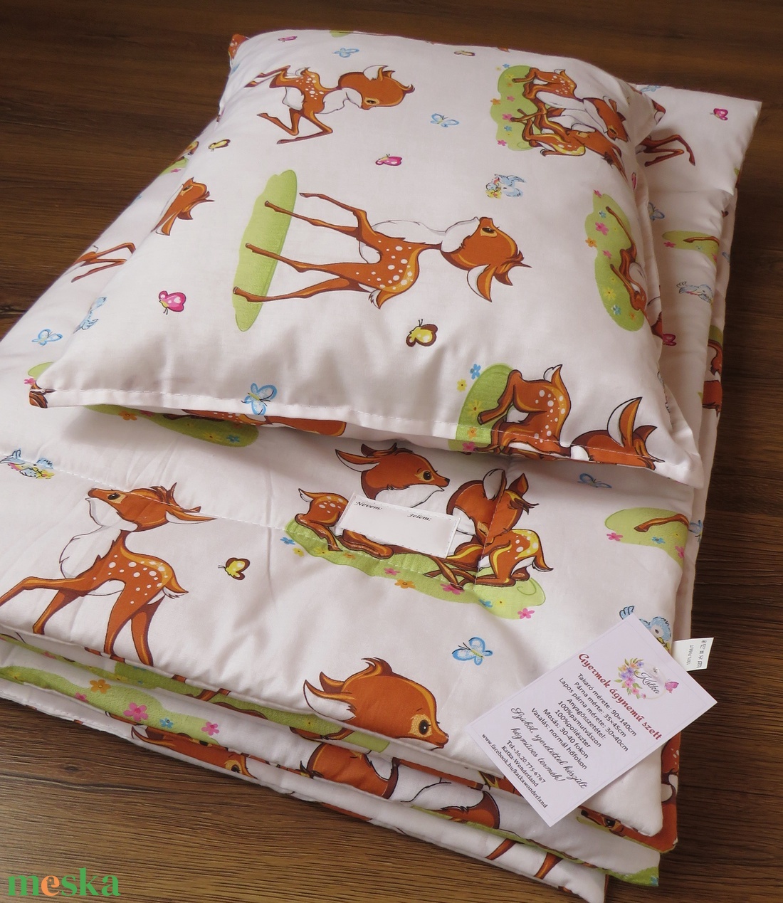 Ovis ágynemű kispárnával-őzikék - játék & sport - ovis felszerelés - ovis ágynemű - Meska.hu