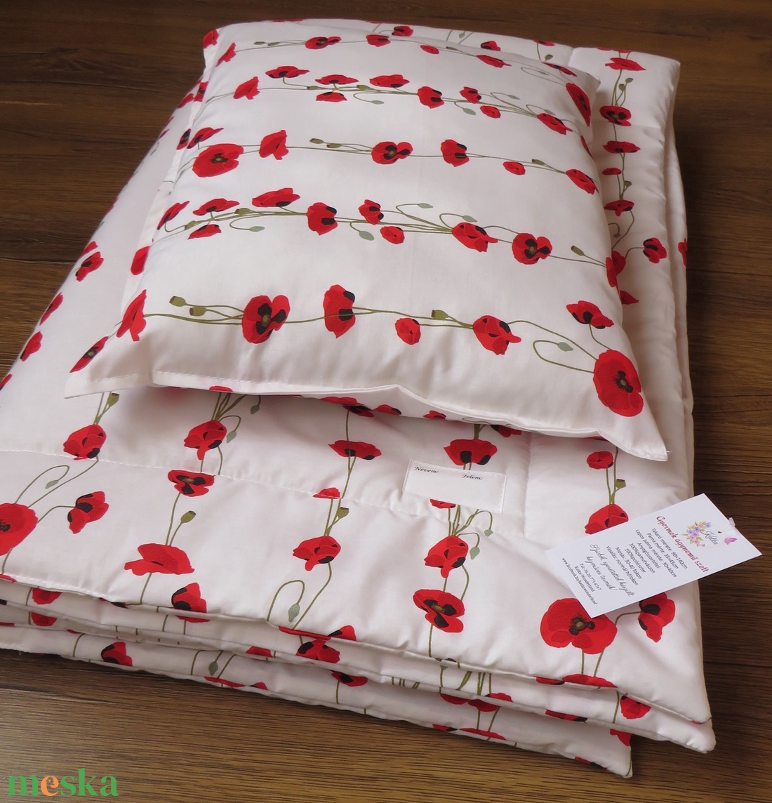 Ovis ágynemű kispárnával-pipacsok - játék & sport - ovis felszerelés - ovis ágynemű - Meska.hu