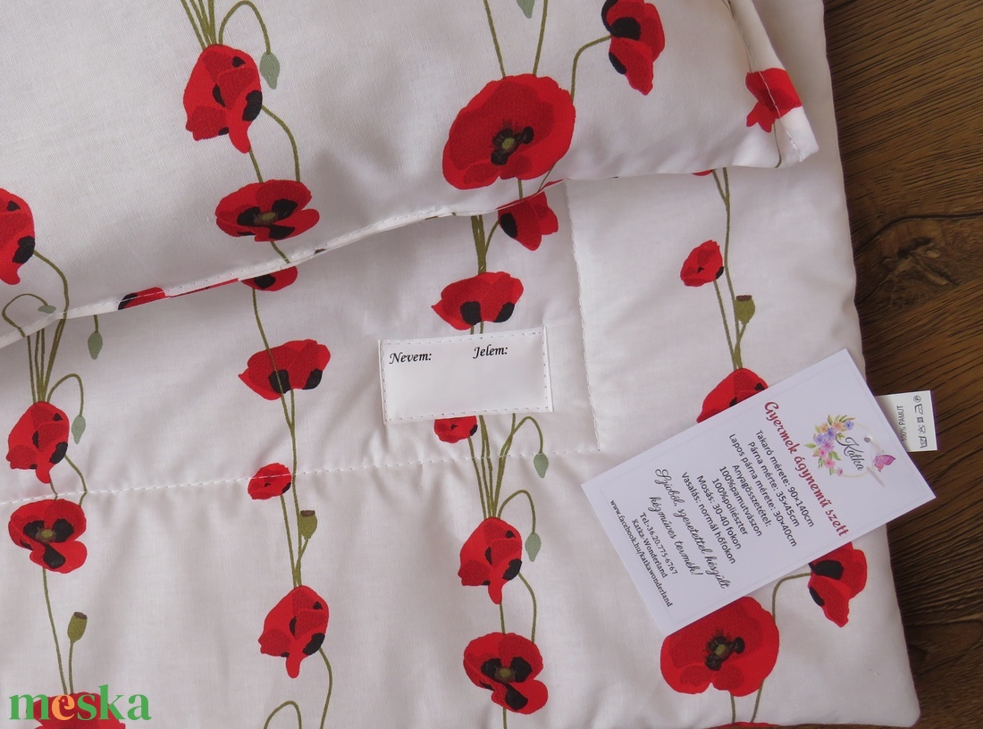 Ovis ágynemű kispárnával-pipacsok - játék & sport - ovis felszerelés - ovis ágynemű - Meska.hu