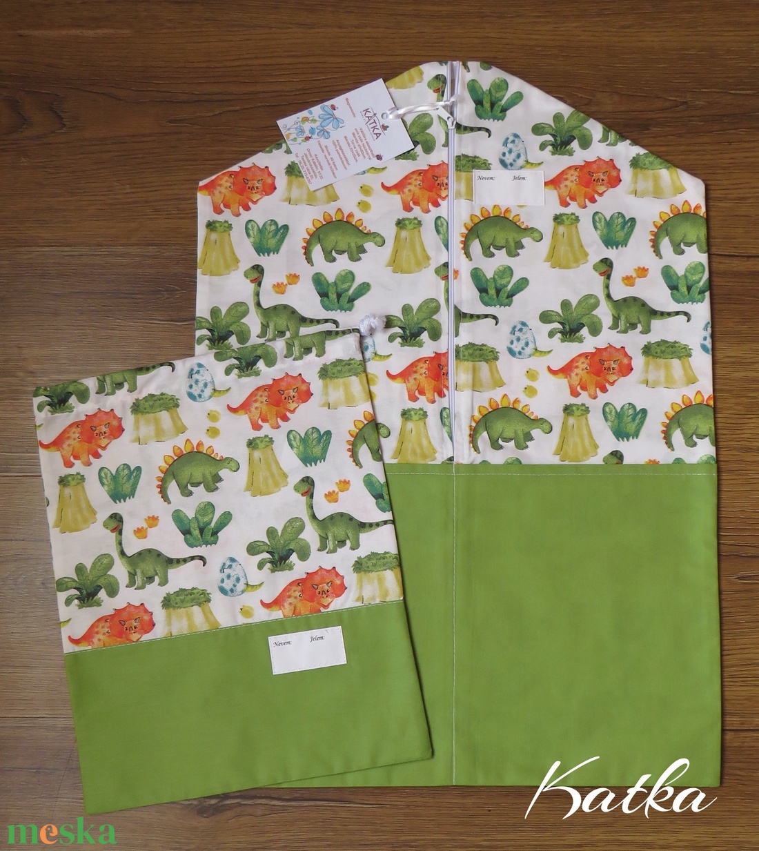 Ovis zsák szett- dínók - játék & sport - ovis felszerelés - ovis szett - Meska.hu