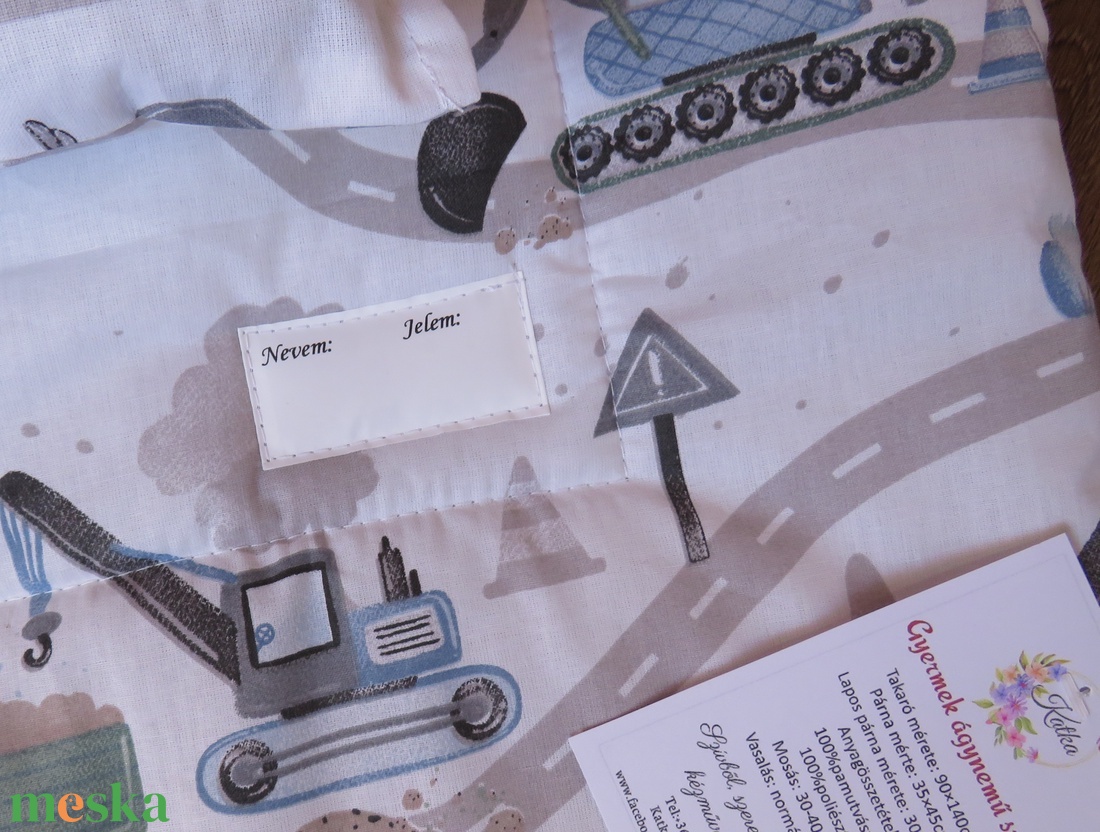 Ovis ágynemű kispárnával-kékes munkagépek - játék & sport - ovis felszerelés - ovis ágynemű - Meska.hu