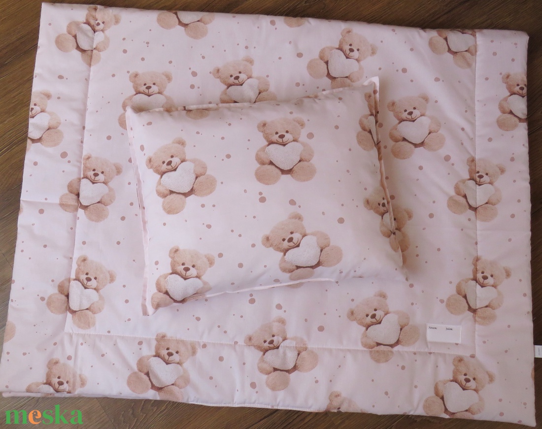 Ovis ágynemű szett-maci szívvel - baba - mama - baba ágynemű - babatakaró, gyerek pléd - Meska.hu