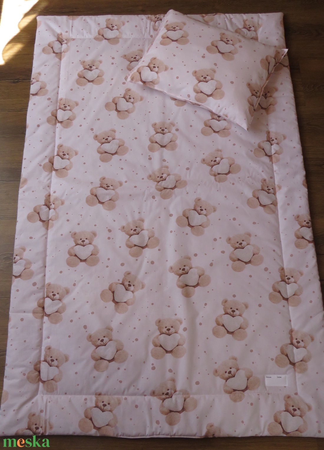 Ovis ágynemű szett-maci szívvel - baba - mama - baba ágynemű - babatakaró, gyerek pléd - Meska.hu