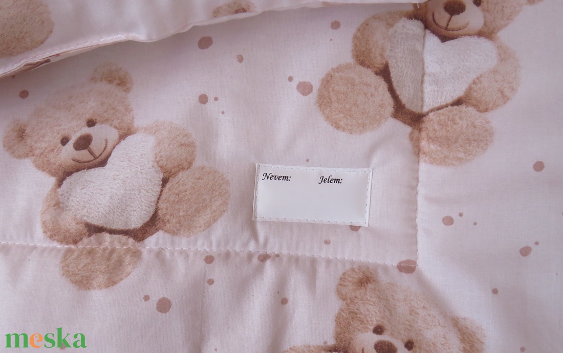 Ovis ágynemű szett-maci szívvel - baba - mama - baba ágynemű - babatakaró, gyerek pléd - Meska.hu