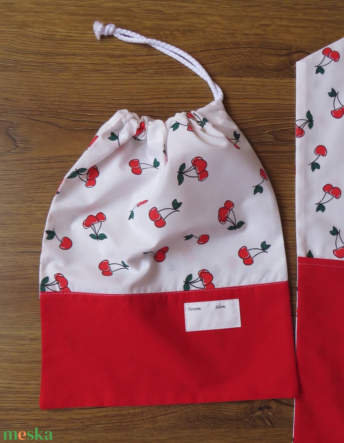 Ovis zsák és torna zsák szett-cseresznye - játék & sport - ovis felszerelés - ovis zsák - Meska.hu