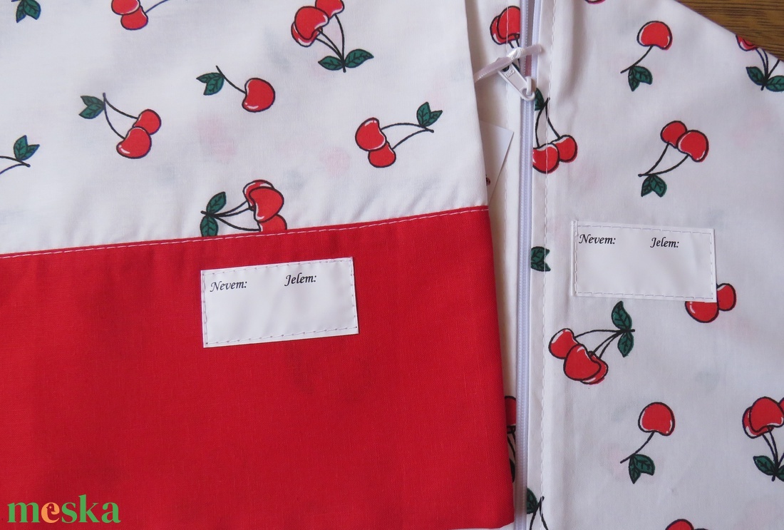 Ovis zsák és torna zsák szett-cseresznye - játék & sport - ovis felszerelés - ovis zsák - Meska.hu