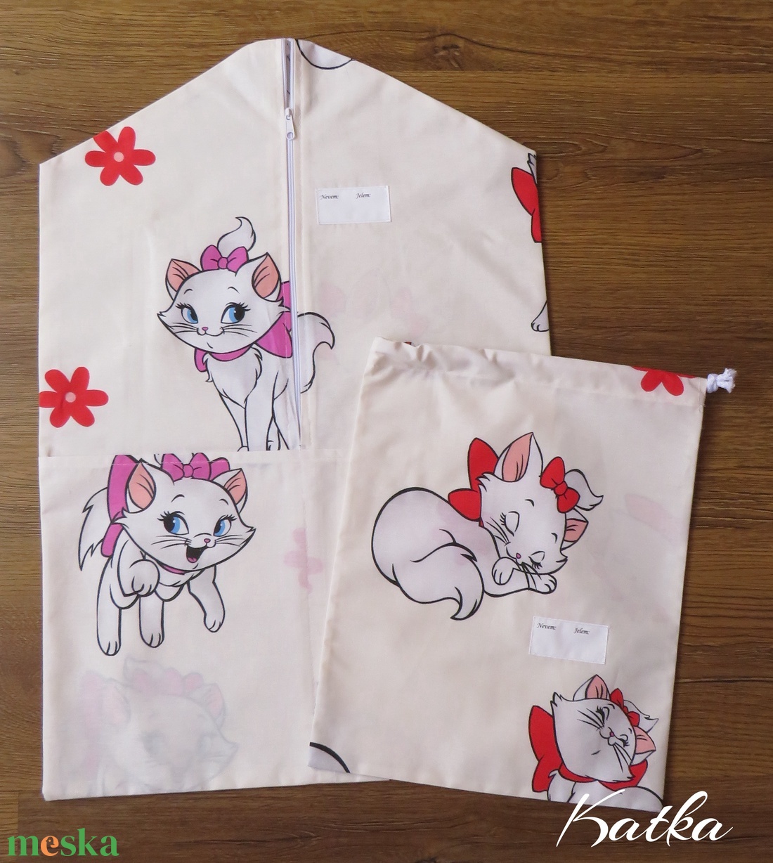 ovis zsák szett torna zsákkal-cicás - játék & sport - ovis felszerelés - ovis zsák - Meska.hu