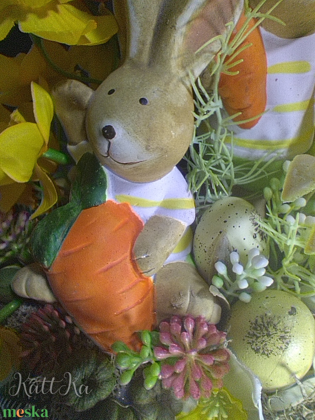  Napsugaras Tavaszi Kosár � Nyuszis Asztaldísz - ünnepi díszek, dekorációk - húsvéti díszek és dekorációk - húsvéti virágos díszek - Meska.hu