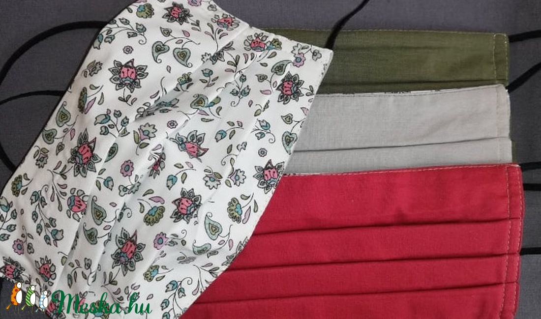Ildi virágos-khaki, 3 rétegű maszk -  - Meska.hu Ildi virágos-khaki, 3 rétegű maszk -  - Meska.hu