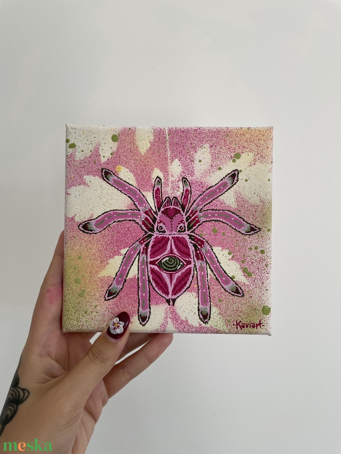 Pink tarantula (vászon festmény) - művészet - festmény - festmény vegyes technika - Meska.hu