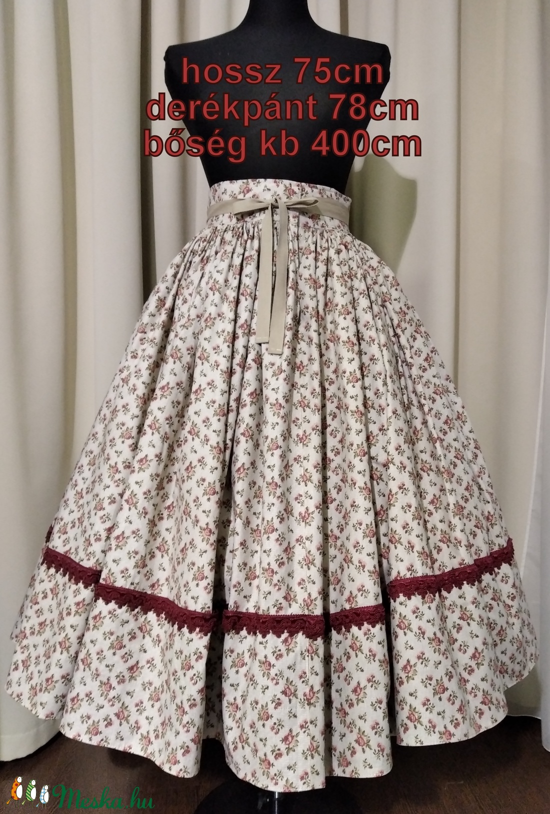 Felnőtt néptánc szoknya 75-85 cm - ruha & divat - női ruha - szoknya - Meska.hu