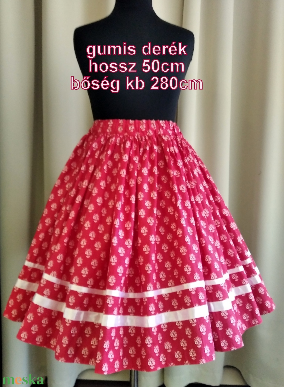 Gyermek néptánc szoknya 50 cm piros-bordó - ruha & divat - babaruha & gyerekruha - szoknya - Meska.hu