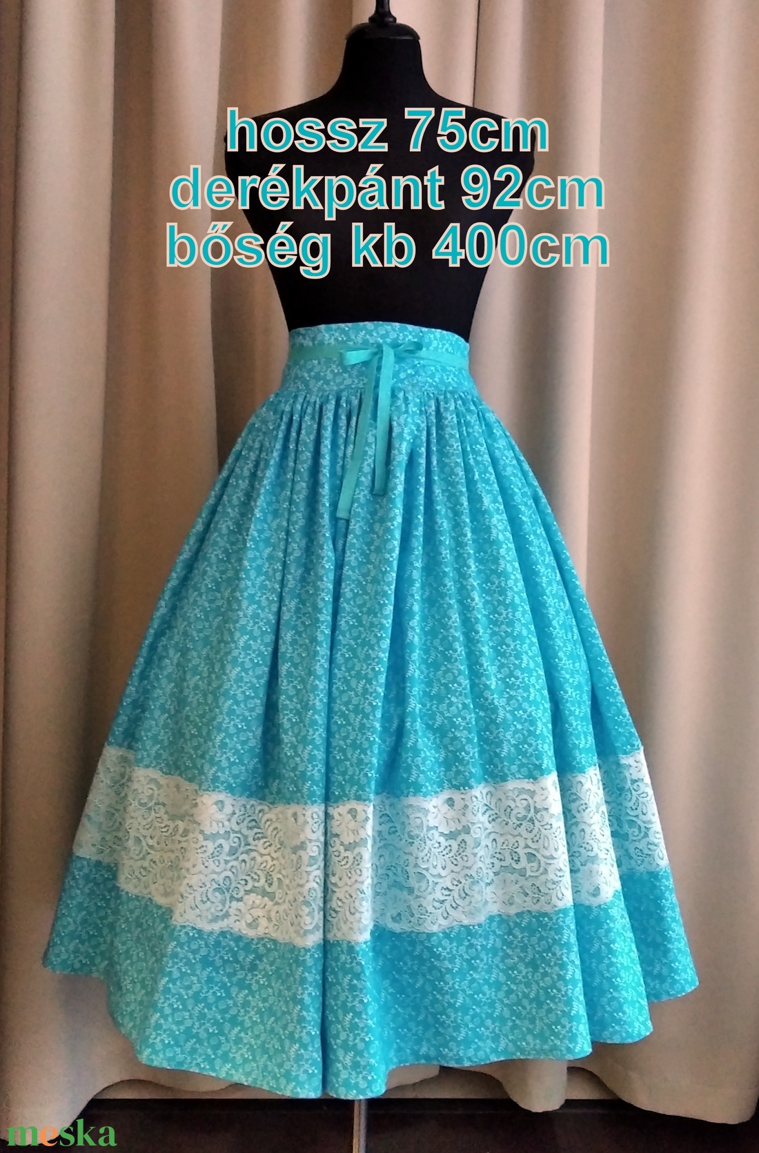 Felnőtt néptánc szoknya 75cm kék - ruha & divat - női ruha - szoknya - Meska.hu