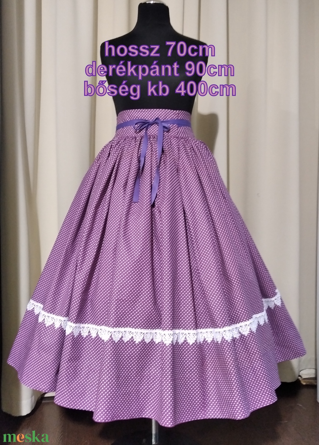 Felnőtt néptánc szoknya 70 cm  - ruha & divat - női ruha - szoknya - Meska.hu