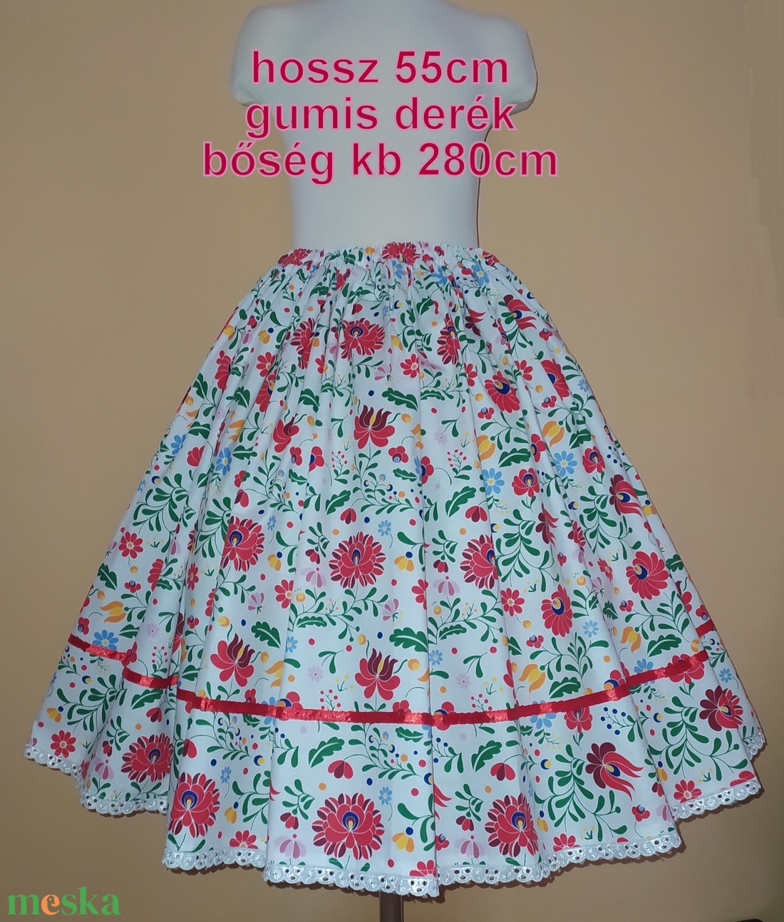 Gyermek néptánc szoknya 55 cm vidám színek - ruha & divat - gyerekruha - szoknya - Meska.hu