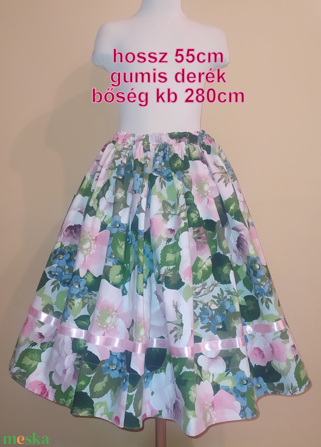 Gyermek néptánc szoknya 55 cm vidám színek - ruha & divat - gyerekruha - szoknya - Meska.hu