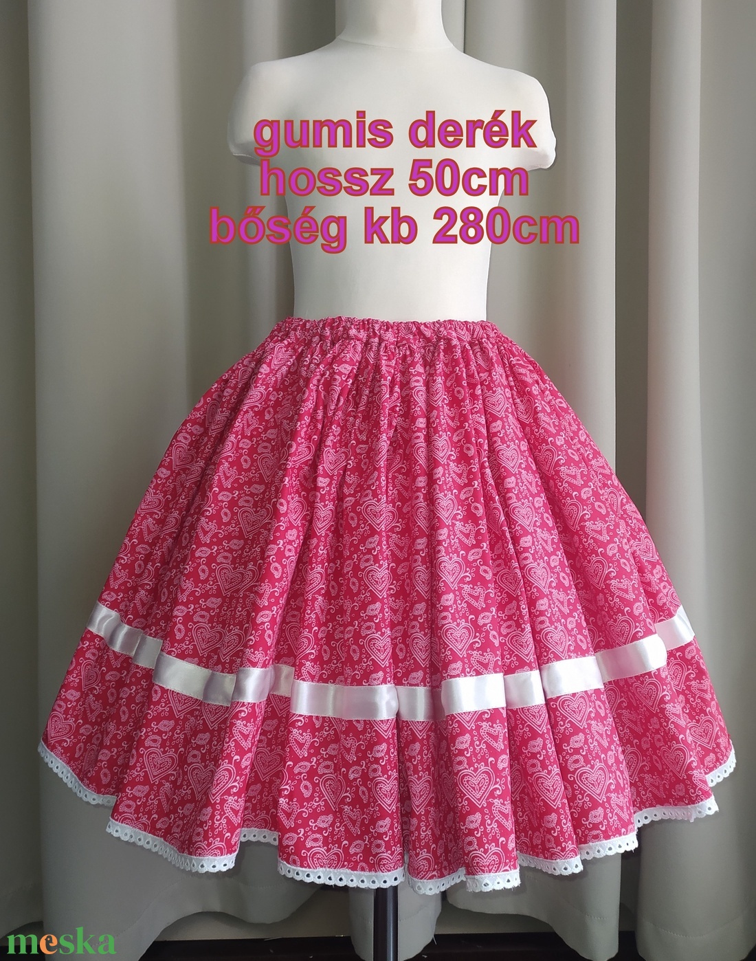 Gyermek néptánc szoknya 50 cm pink, lila - ruha & divat - babaruha & gyerekruha - szoknya - Meska.hu