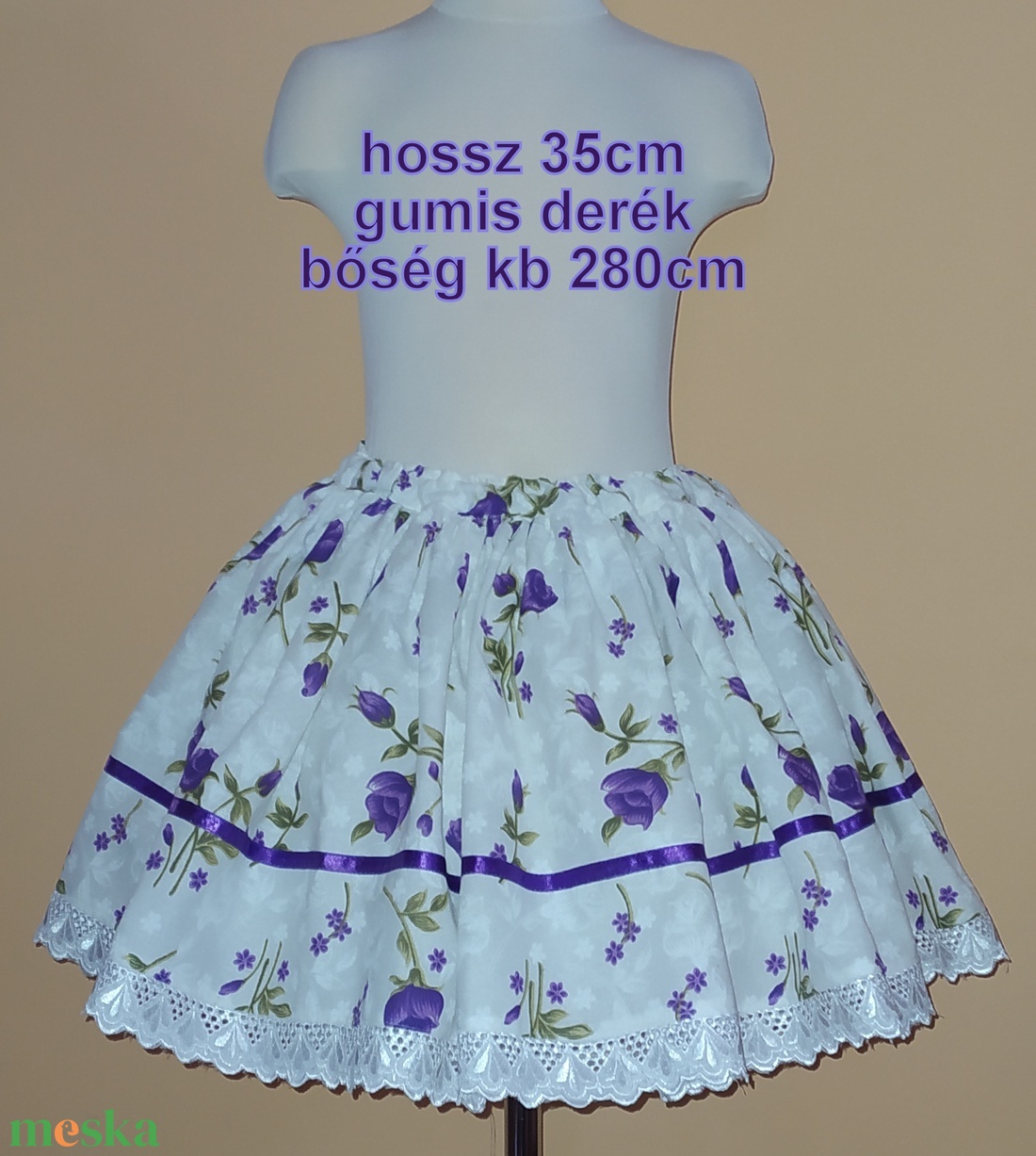 Gyermek néptánc szoknya 35 cm vidám színek - ruha & divat - babaruha & gyerekruha - szoknya - Meska.hu