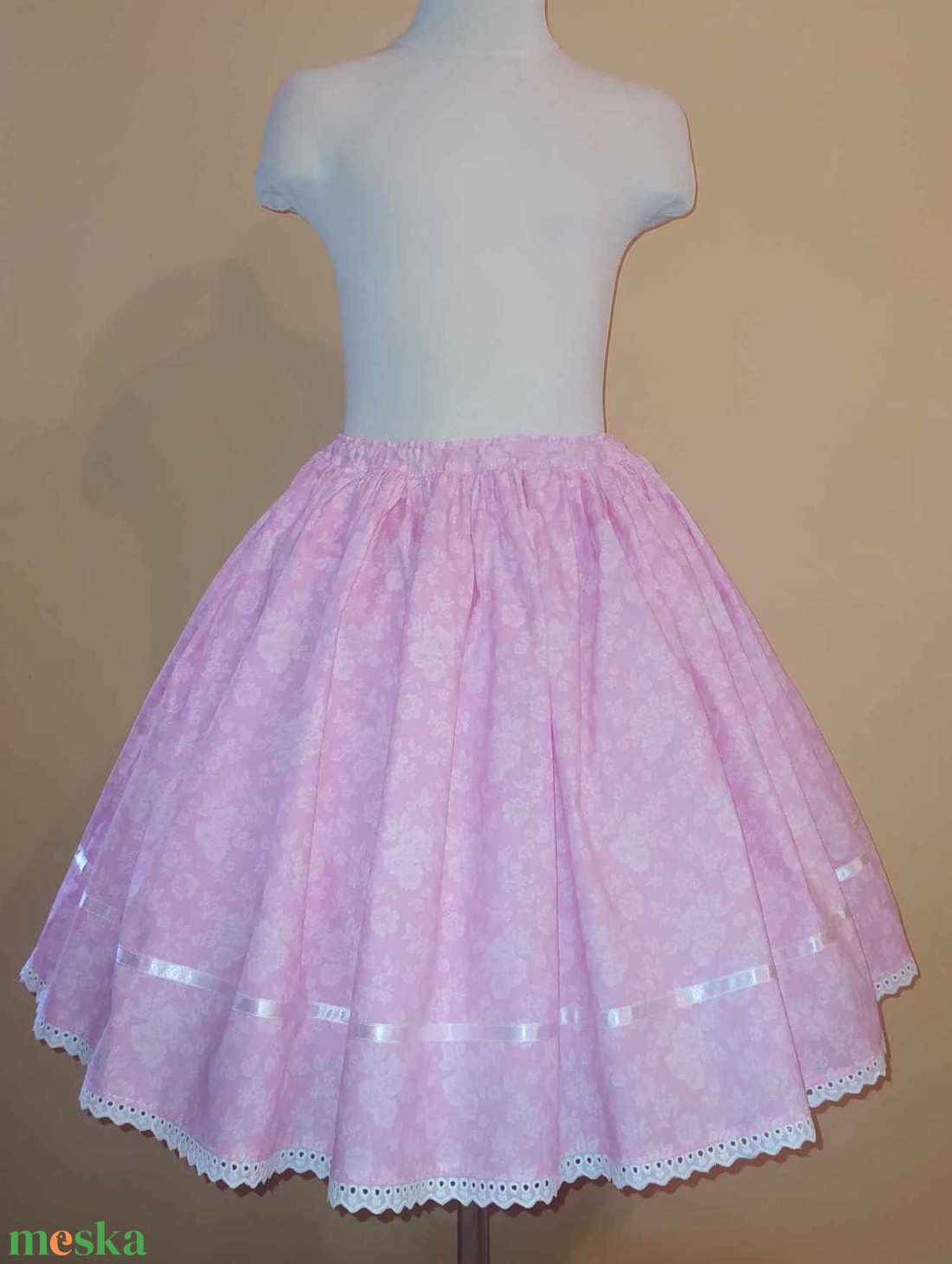 Gyermek néptánc szoknya 50 cm rózsaszín - ruha & divat - gyerekruha - szoknya - Meska.hu