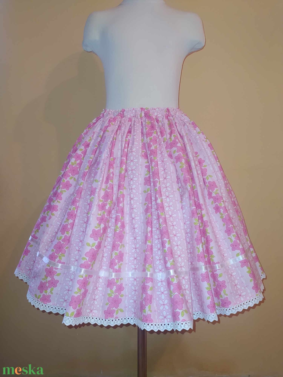 Gyermek néptánc szoknya 50 cm rózsaszín - ruha & divat - gyerekruha - szoknya - Meska.hu