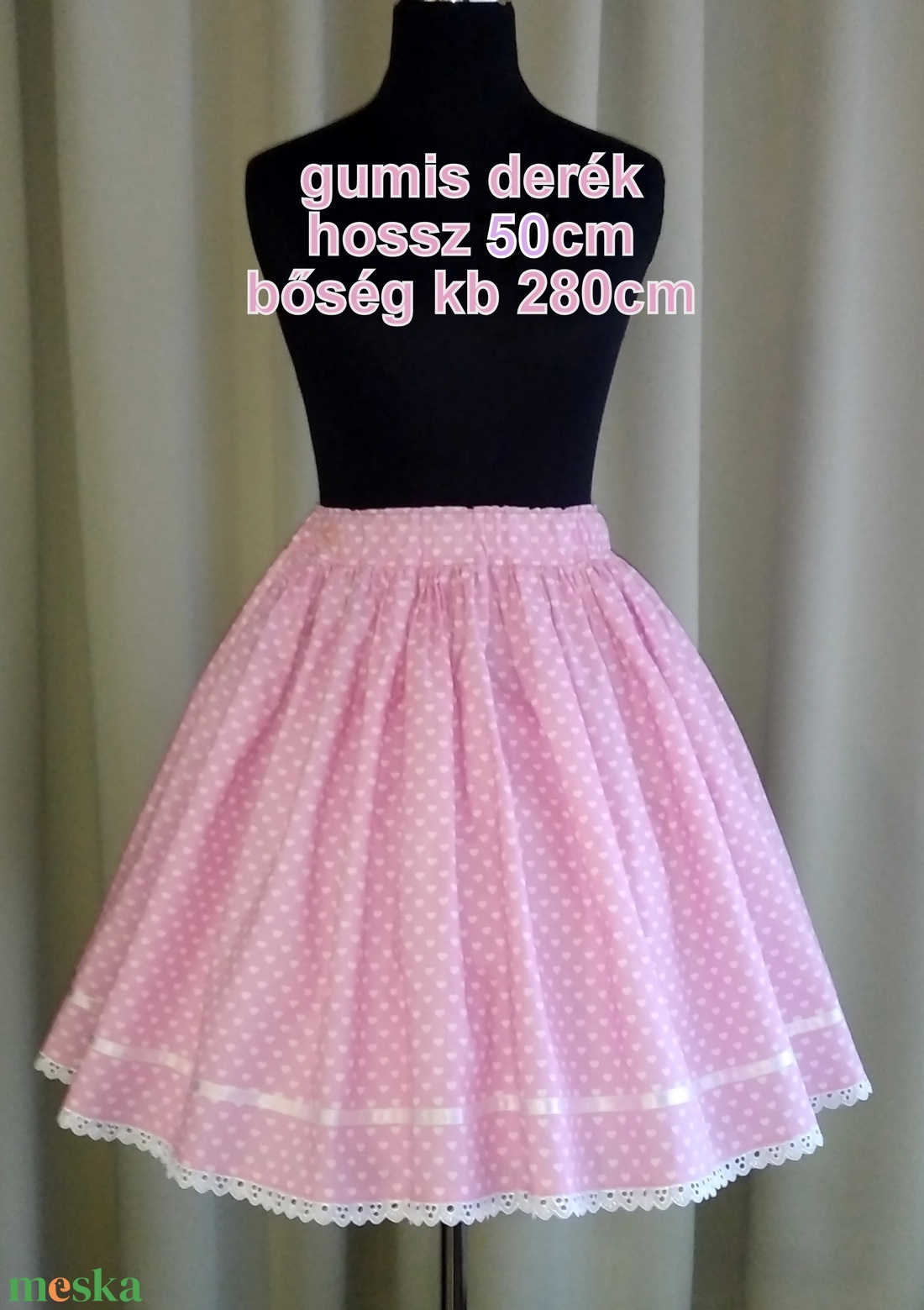 Gyermek néptánc szoknya 50 cm rózsaszín - ruha & divat - gyerekruha - szoknya - Meska.hu